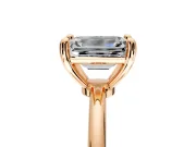 Minimalist Solitaire Engagement Ring Setting for Emerald Cut Center with Thin Band and Prong Head in Rose Gold