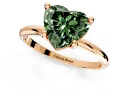 Minimalist Solitaire Engagement Ring Setting for Fancy Green Heart-Shaped Center with Thin Band and Prong Head in Rose Gold