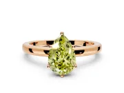 Solitaire Engagement Ring Setting for Fancy Yellow Pear-Shaped Center with Plain Band and Tulip Prong Head in Rose Gold