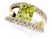 Solitaire Engagement Ring Setting for Fancy Yellow Radiant Cut Center with Wide-Open Split Shank and Prong Head in Yellow Gold