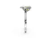 Single Halo Engagement Ring Setting for Fancy Yellow Heart-Shaped Center with Corner Claws, Plain Band and Prong Head in Sterling Silver