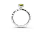 Solitaire Engagement Ring Setting for Fancy Yellow Emerald Cut Center with XO Engraved Band and Prong Head in Sterling Silver