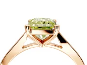 Solitaire Engagement Ring Setting for Fancy Yellow Radiant Cut Center with Tapered Shoulders and Prong Head in Rose Gold
