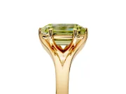 Solitaire Engagement Ring Setting for Fancy Yellow Emerald Cut Center with Plain Split Shank and Prong Head in Yellow Gold