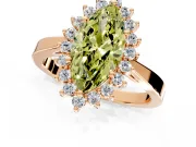 Starburst Halo Engagement Ring Setting for Fancy Yellow Marquise Center with Flat Cathedral Band and Prong Head in Rose Gold