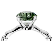 Solitaire Engagement Ring Setting for Fancy Green Round Cut Center with Bamboo Band and Prong Head in Platinum