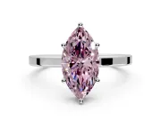 Hidden Halo Engagement Ring Setting for Fancy Pink Marquise Center with Wide Flat Plain Band and Prong Head in Platinum