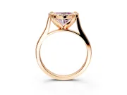 Single Halo Engagement Ring Setting for Fancy Pink Heart-Shaped Center with Corner Claws, Plain Band and Prong Head in Rose Gold