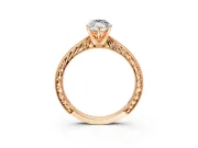 Solitaire Engagement Ring Setting for Marquise Center with Engraved Milgrain Band and Prong Head in Rose Gold