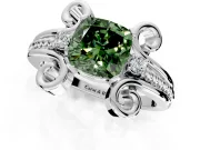 Solitaire Engagement Ring Setting for Fancy Green Cushion Cut Center with Twisted Band and Scroll Prong Head in Sterling Silver