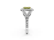 Double Halo Engagement Ring Setting for Fancy Yellow Emerald Cut Center with Narrow Pave Split Shank and Prong Head in Platinum