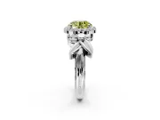 Halo Engagement Ring Setting for Fancy Yellow Round Cut Center with Floral Band and Prong Head in Platinum