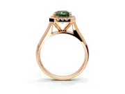 Halo Engagement Ring Setting for Fancy Green Radiant Cut Center with Square Band and Prong Head in Rose Gold