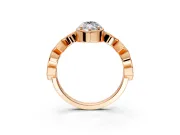 Milgrain Bezel Engagement Ring Setting for Marquise Center with Marquise Stations and Bezel Head in Rose Gold