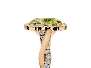 Halo Engagement Ring Setting for Fancy Yellow Oval Center with Twist Band and Prong Head in Rose Gold