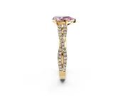 Solitaire Engagement Ring Setting for Fancy Pink Pear-Shaped Center with Twisted Pave Split Shank and Prong Head in Yellow Gold