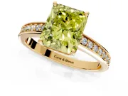 Solitaire Engagement Ring Setting for Fancy Yellow Radiant Cut Center with Channel-Set Accent Band and Prong Head in Yellow Gold