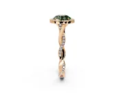 Halo Engagement Ring Setting for Fancy Green Round Cut Center with Twist Band and Prong Head in Rose Gold