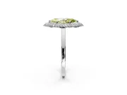 Halo Engagement Ring Setting for Fancy Yellow Marquise Center with Plain Tapered Band and Prong Head in White Gold