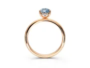 Hidden Halo Engagement Ring Setting for Fancy Blue Pear-Shaped Center with Thin Round-Wire Band and Prong Head in Rose Gold