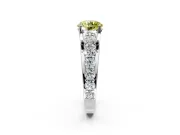 Solitaire Engagement Ring Setting for Fancy Yellow Round Cut Center with Graduated Shared Prongs and Prong Head in White Gold