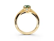 Solitaire Engagement Ring Setting for Fancy Green Oval Center with Reverse Tapered Band and Prong Head in Yellow Gold