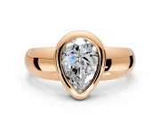 Solitaire Engagement Ring Setting for Pear-Shaped Center with Wide Band and Bezel Head in Rose Gold
