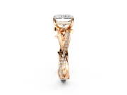 Solitaire Engagement Ring Setting for Radiant Cut Center with Pave and Plain Crossover Band and Prong Head in Rose Gold