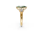 Cluster Engagement Ring Setting for Fancy Green Marquise Center with Round Cut Accent Frame and Prong Head in Yellow Gold