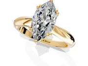 Solitaire Engagement Ring Setting for Marquise Center with Reverse Tapered Band and Prong Head in Yellow Gold