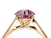 Solitaire Engagement Ring Setting for Fancy Pink Round Cut Center with Cathedral Channel Band and Prong Head in Rose Gold
