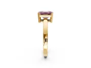 Solitaire Engagement Ring Setting for Fancy Pink Emerald Cut Center with Plain Band and Flat Tab Prong Head in Yellow Gold