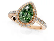 Halo Engagement Ring Setting for Fancy Green Pear-Shaped Center with Inner Milgrain Border and Prong Head in Rose Gold