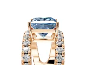 Solitaire Engagement Ring Setting for Fancy Blue Princess Cut Center with Wide-Open Split Shank and Prong Head in Rose Gold