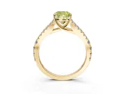 Solitaire Engagement Ring Setting for Fancy Yellow Cushion Cut Center with Pave Split Shank and Prong Head in Yellow Gold