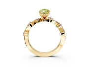 Solitaire Engagement Ring Setting for Fancy Yellow Pear-Shaped Center with Bar-Station Pave Twist and Prong Head in Yellow Gold