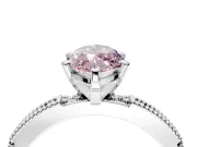 Solitaire Engagement Ring Setting for Fancy Pink Marquise Center with Milgrain-Edged Pave Band and Prong Head in Sterling Silver