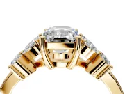 Floral Engagement Ring Setting for Emerald Cut Center with Marquise Cluster Shoulders and Prong Head in Yellow Gold