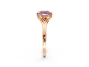 Solitaire Engagement Ring Setting for Fancy Pink Cushion Cut Center with Plain Split Shank and Prong Head in Rose Gold