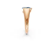 Tension Engagement Ring Setting for Fancy Blue Pear-Shaped Center with Wide Tapered Band and Tension Head in Rose Gold