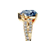 Solitaire Engagement Ring Setting for Fancy Blue Heart-Shaped Center with Twisted Pave Split Shank and Prong Head in Yellow Gold