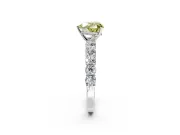 Shared-Prong Engagement Ring Setting for Fancy Yellow Heart-Shaped Center with Graduated Accents and Prong Head in Platinum