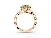 Halo Engagement Ring Setting for Fancy Yellow Round Cut Center with Pave and Plain Twist Band and Prong Head in Rose Gold