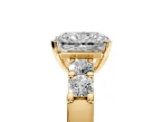 5 Stone Engagement Ring Setting for Radiant Cut Center with Plain Band and Prong Head in Yellow Gold