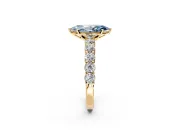 Shared-Prong Engagement Ring Setting for Fancy Blue Marquise Center with Graduated Accents and Prong Head in Yellow Gold