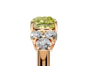 Cluster Engagement Ring Setting for Fancy Yellow Cushion Cut Center with Round Cut Accent Frame and Prong Head in Rose Gold