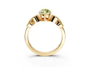 Leaf Engagement Ring Setting for Fancy Yellow Marquise Center with Milgrain Accent Band and Prong Head in Yellow Gold
