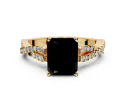 Solitaire Engagement Ring Setting for Fancy Black Radiant Cut Center with Twisted Pave Split Shank and Prong Head in Yellow Gold