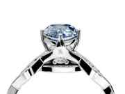 Solitaire Engagement Ring Setting for Fancy Blue Pear-Shaped Center with Accented Twist Band and Leaf Prong Head in Sterling Silver