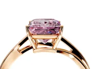 Solitaire Engagement Ring Setting for Fancy Pink Princess Cut Center with Plain Bypass Twist Band and Prong Head in Rose Gold